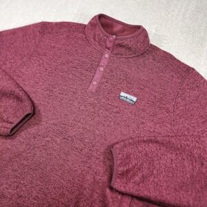Eddie Bauer Sweater Men Large Knit‎ Fleece 1/4 Snap Button Pullover Outdoor Red